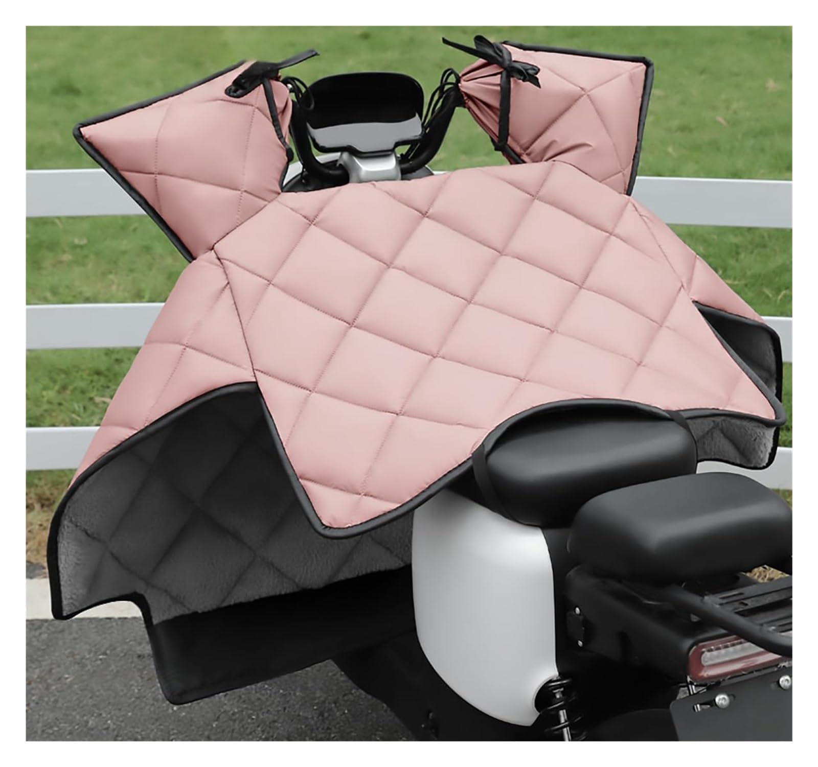 Warme Motorradbeinabdeckung für Rollerbeine, winddichte Schürze mit Handschuhen für Lenker, verdickte kalte Windschutzscheibe, universell (Pink) von ZHSH