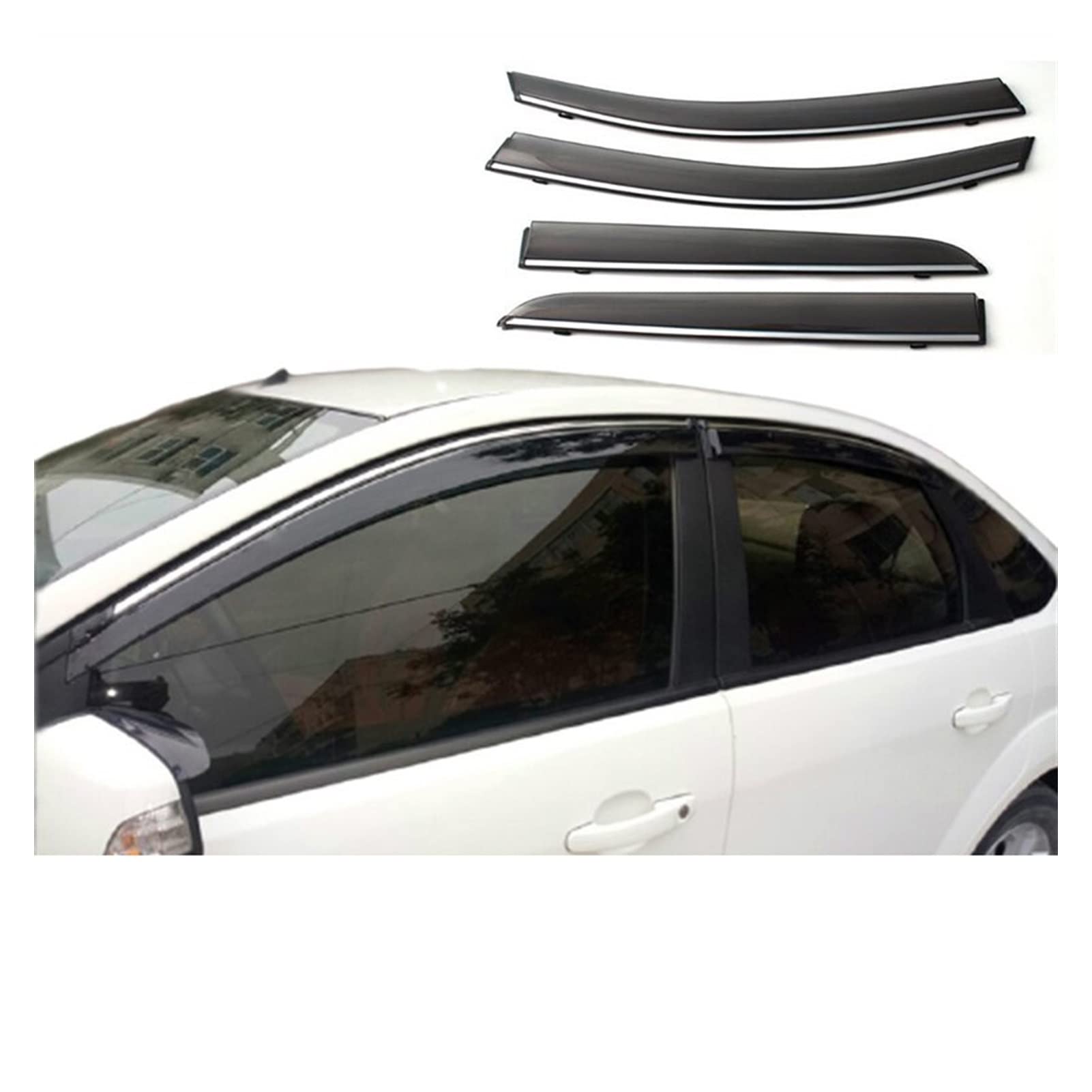 Windabweiser Seitenfenster Regenabweiser Fenstervisier Für Ford Focus MK2 Hatchback Sedan 2005-2011 Windabweiser Seitenfenster von ZHTAISOU