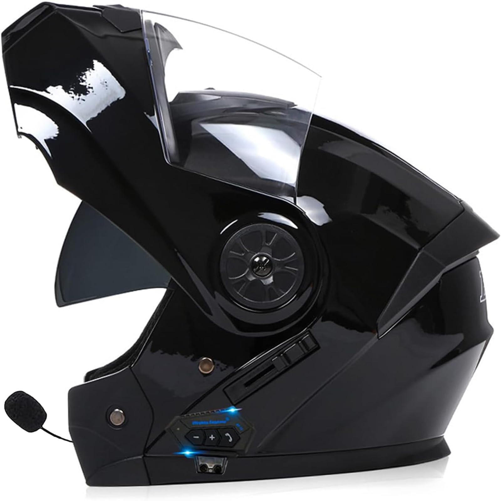 Adults Klapphelm Mit Bluetooth, Motorrad Integrierter Bluetooth-Helm Mit Doppelvisier, Motorradhelm Sturzhelm Für Herren Und Damen Automatische Reaktion ECE Zertifizier von ZHTBATE