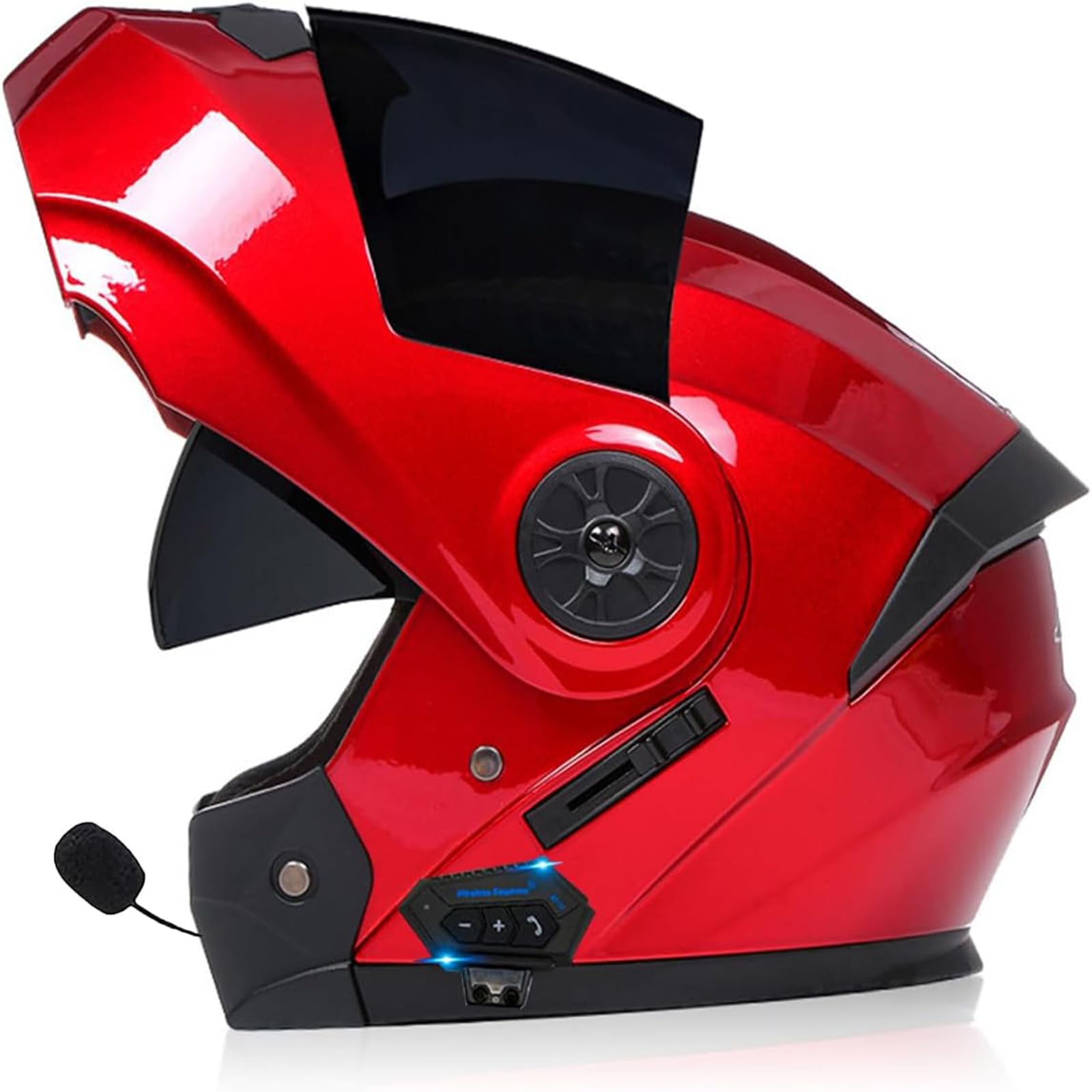 Adults Klapphelm Mit Bluetooth, Motorrad Integrierter Bluetooth-Helm Mit Doppelvisier, Motorradhelm Sturzhelm Für Herren Und Damen Automatische Reaktion ECE Zertifizier von ZHTBATE