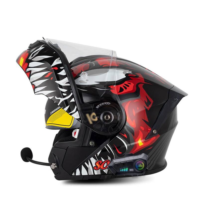 Adults Modularer Klapphelm Mit Bluetooth,ECE Genehmigt Motorrad Integrierter Bluetooth-Helm Mit Doppelvisier,mit Automatische Reaktion Motorradhelm Sturzhelm Für Herren Und Damen von ZHTBATE