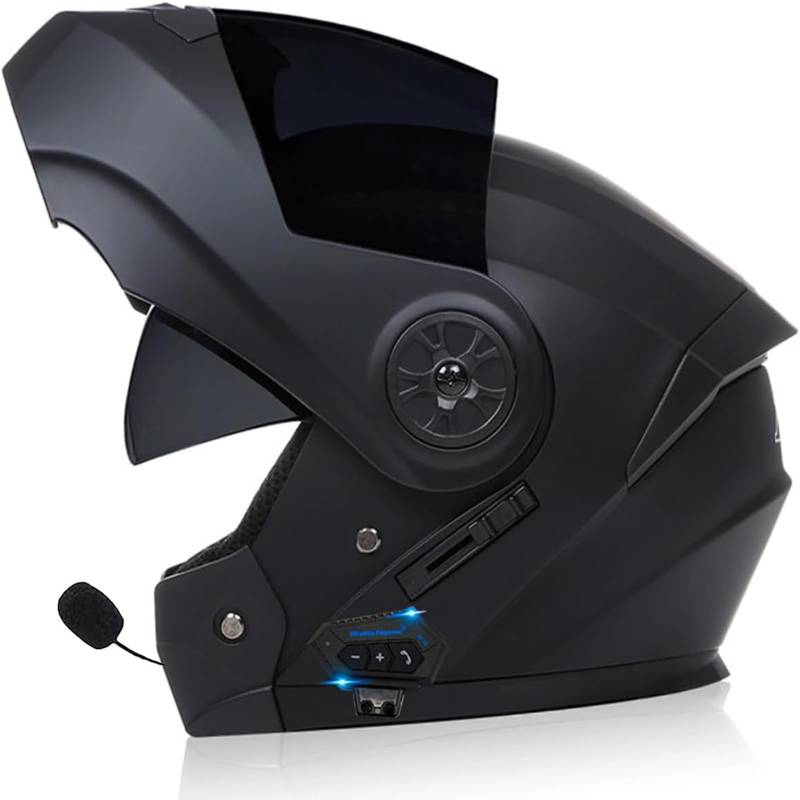 Bluetooth Motorradhelm ECE-geprüfter Klapphelm Modulare Helm Erwachsene Damen Und Herren Mit Doppelvisier, Lautsprechermikrofon Geräuschunterdrückung Multifunktional Bluetooth von ZHTBATE