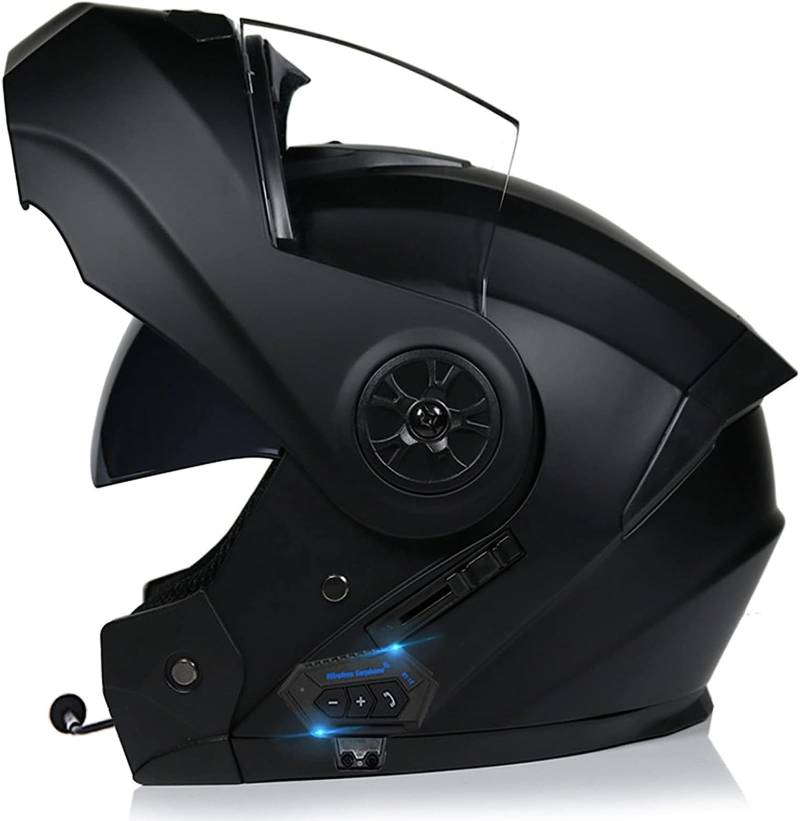 Bluetooth-Motorradhelm Mit Doppelvisier,Blendfreier Modulares Vollgesicht Eingebautes Bluetooth-FM-Radio Wasserdichtes Bluetooth Integrierte Helme ECE-Zulassung von ZHTBATE