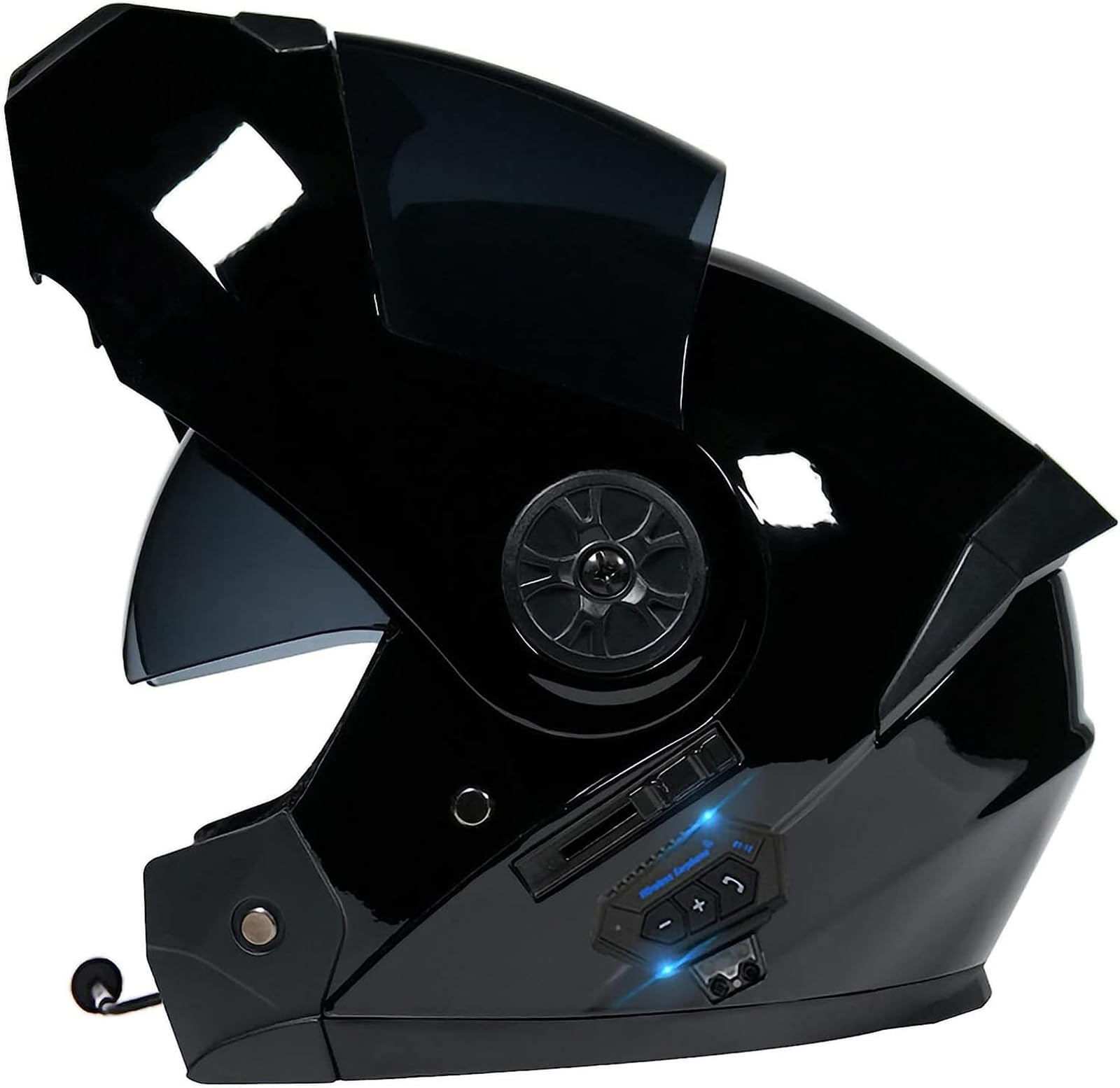 Bluetooth-Motorradhelm Mit Doppelvisier,Blendfreier Modulares Vollgesicht Eingebautes Bluetooth-FM-Radio Wasserdichtes Bluetooth Integrierte Helme ECE-Zulassung von ZHTBATE