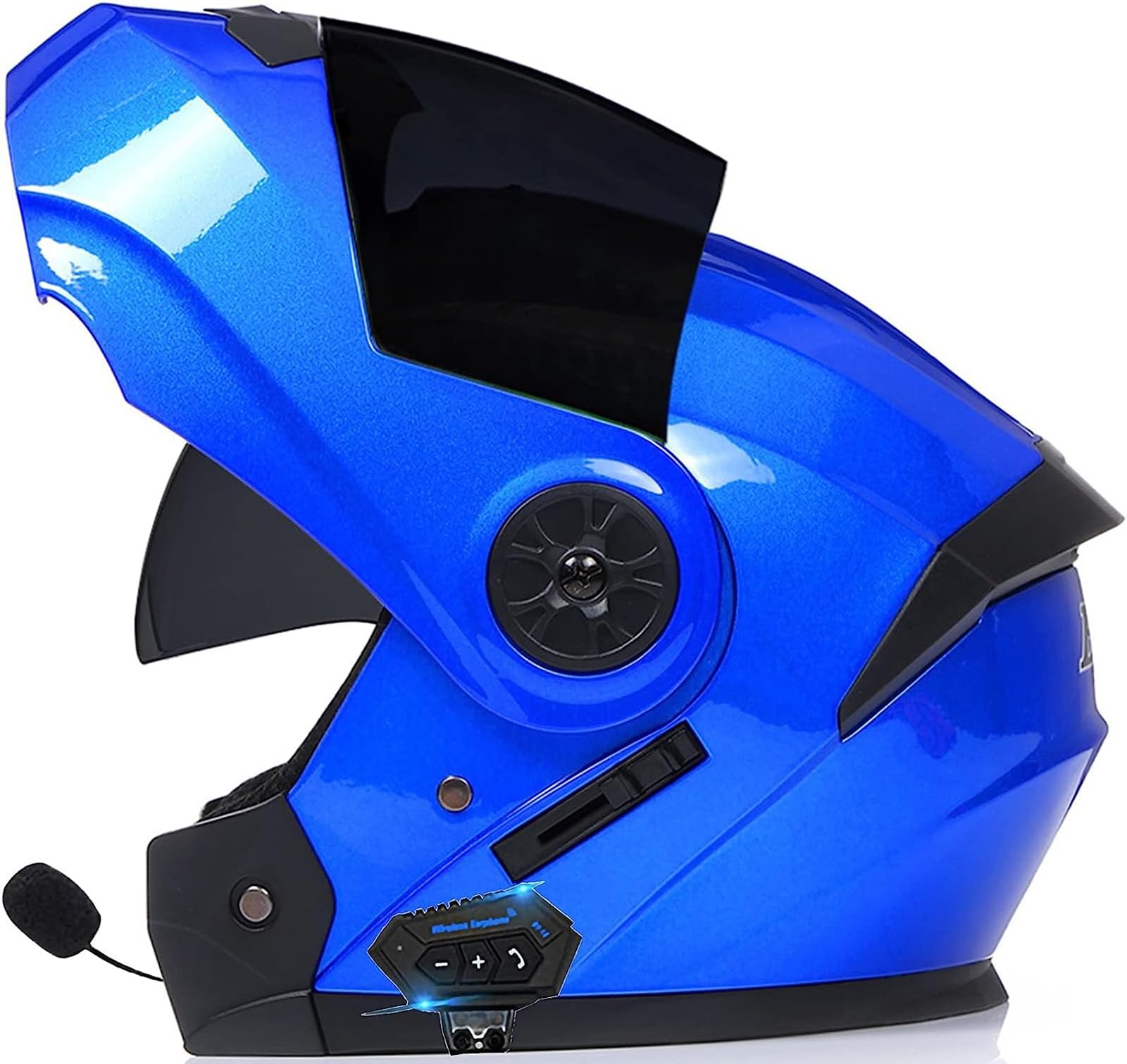 Bluetooth-Motorradhelm Mit Doppelvisier,Blendfreier Modulares Vollgesicht Eingebautes Bluetooth-FM-Radio Wasserdichtes Bluetooth Integrierte Helme ECE-Zulassung von ZHTBATE