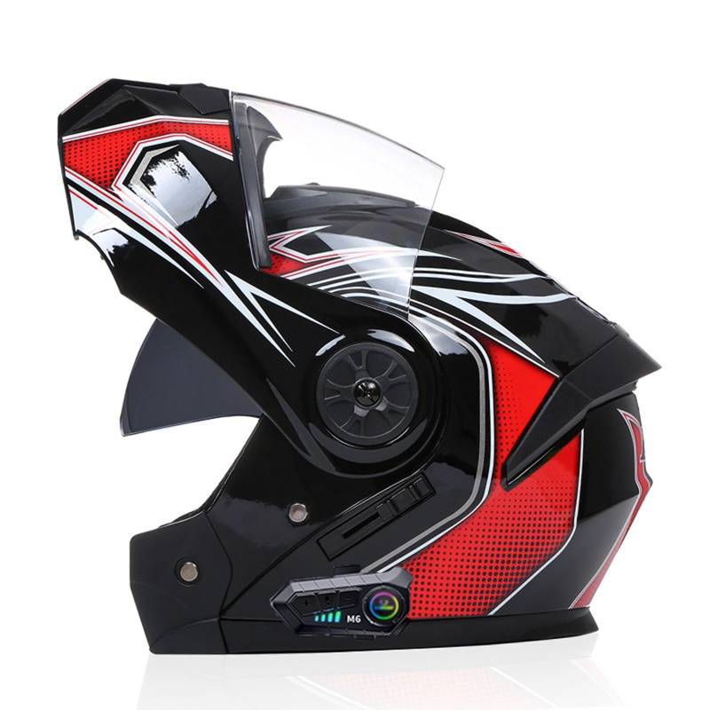 Motorradhelm Klapphelm Mit Bluetooth - Klapphelm ECE Genehmigt Motorrad Herren - RollerHelm Bluetooth-Helm Mit Doppelvisier, Motorradhelm Für Damen Und Herren von ZHTBATE