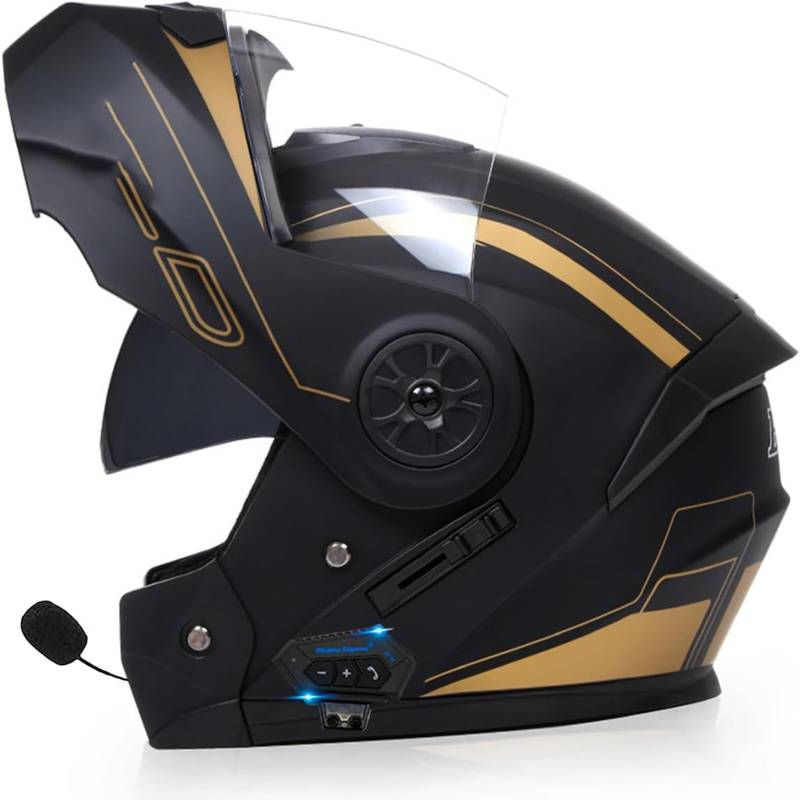 Unisex Bluetooth Integrierter Motorrad Modularer Helm Klapphelm Full Face Motorradhelm ECE Genehmigt Motorrad Helm Rollerhelm Für Frauen Männer Anti-Fog-Doppelspiegel Sturzhelm von ZHTBATE