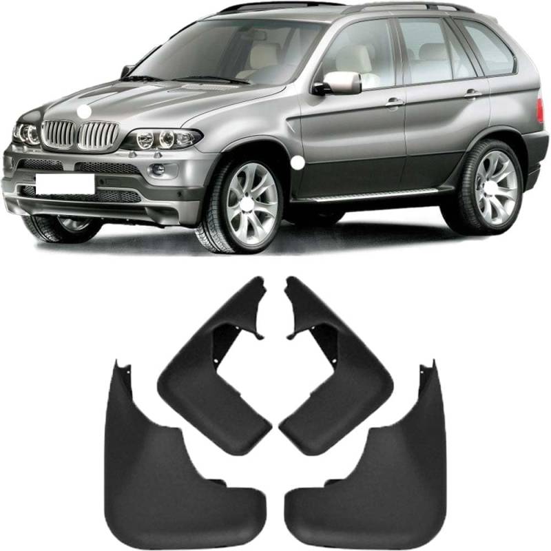 4 Stücke Auto Schmutzfänger für BMW X5 E53 2002-2007, Schmutzfänger Vordere Hintere Spritzschutz Staubdicht Spritzfest Styling Zubehör von ZHUIJUE