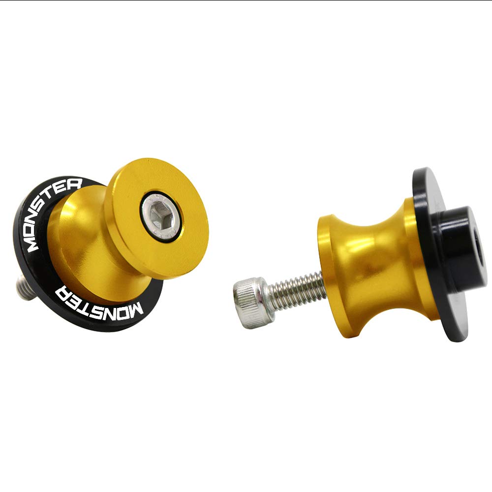 M6 Schwingenschutz Schwingenadapter Ständer Bobbins Spool Racingadapter Ständeraufnahme für Monster 400 620 695 696 796 797 821 Stealth 1100 1200 1200S Gold von ZHUOWU