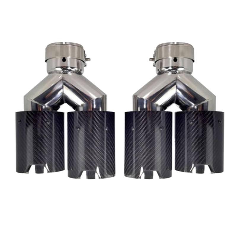 1 Paar Dual-Schalldämpfer-Enden, universelle Carbon-Auspuff-Endrohre, kompatibel mit der B-MW-Serie(B IN 63mm-OUT 93mm) von ZHUYINHUA