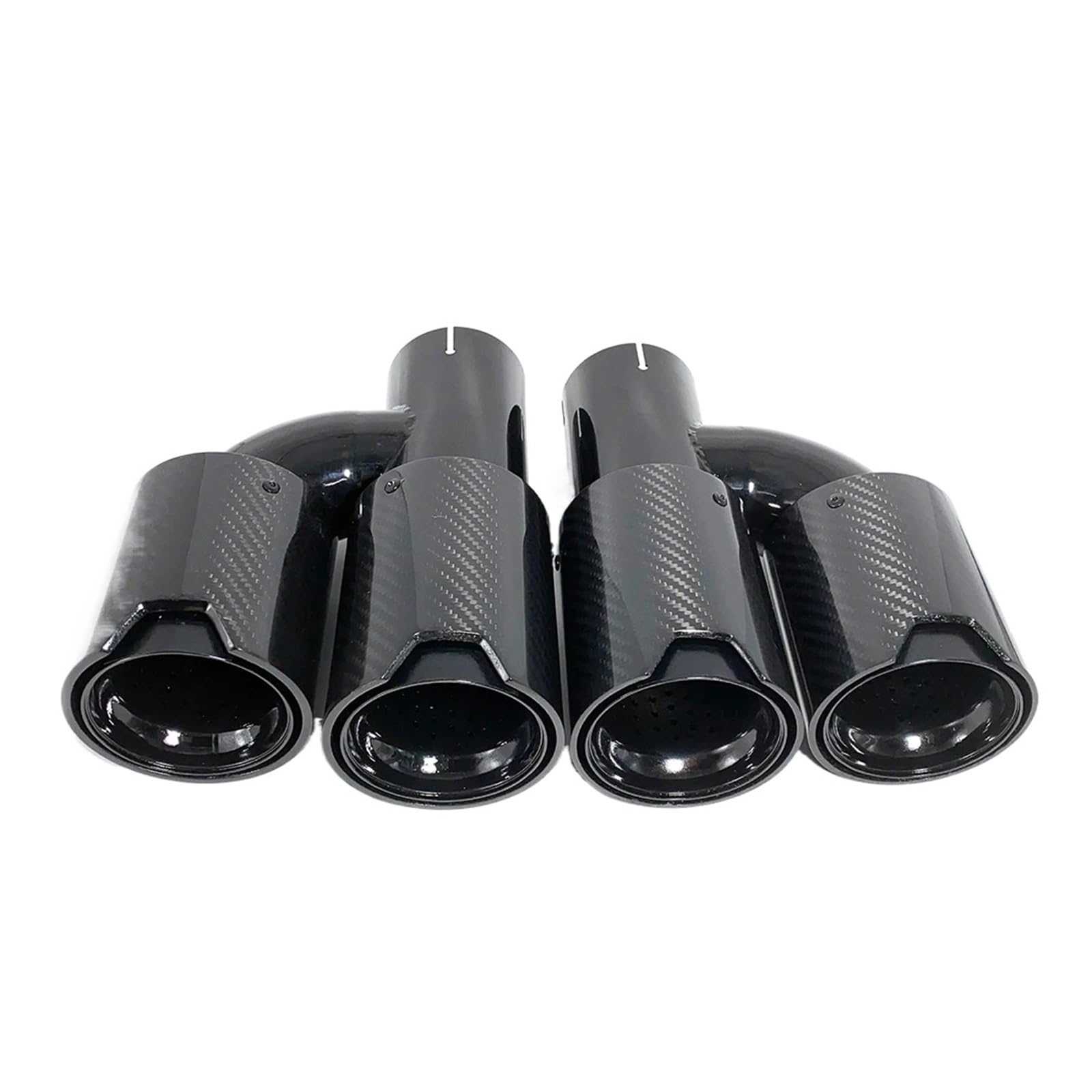 1 Paar H Double Glossy Black Auspuff-Oberteil Schalldämpfer-Oberteil Carbonfaser-Auspuffspitze kompatibel for B-MW M2 M3 M4 M5 Universal(57mm in-80mm out) von ZHUYINHUA