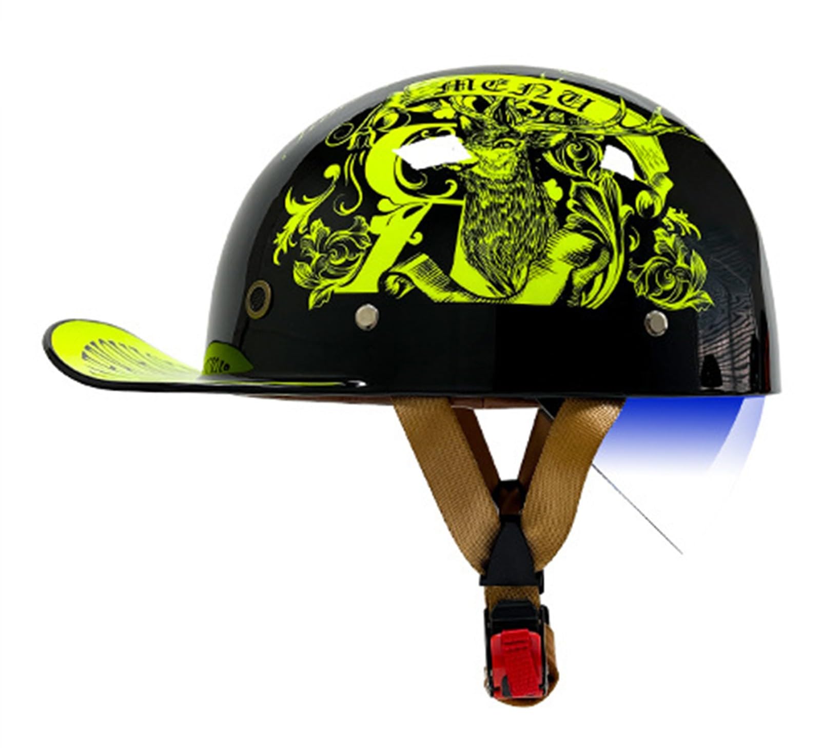 ZHXIANG Motorrad-Jethelm,Baseball-Cap-Helm,DOT/ECE-geprüft,Halbhelm im Deutschen Stil,Cooler Cruiser-Helm,für Männer und Frauen M,XL=61-62CM von ZHXIANG