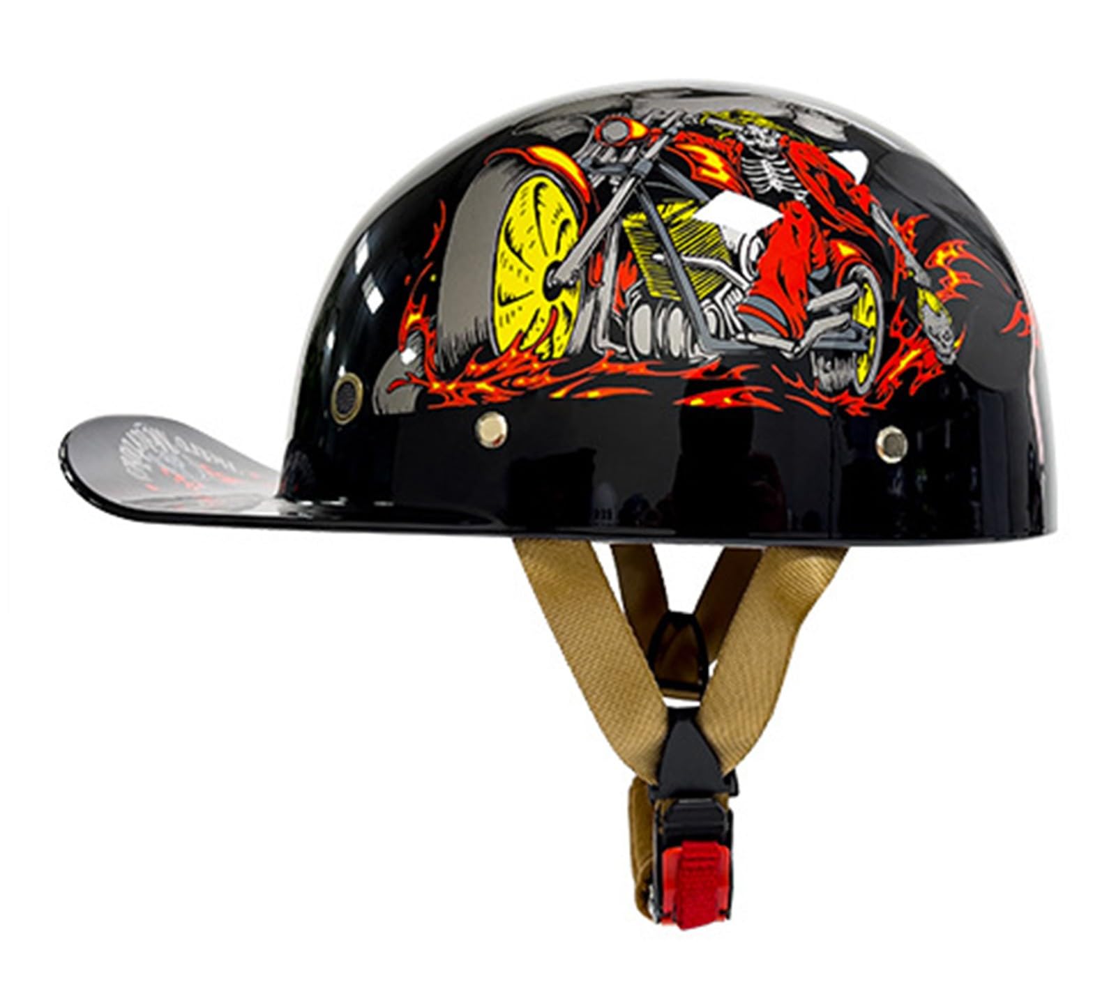 ZHXIANG Motorrad-Jethelm,Baseball-Cap-Helm,DOT/ECE-geprüft,Halbhelm im Deutschen Stil,Cooler Cruiser-Helm,für Männer und Frauen U,L=59-60CM von ZHXIANG