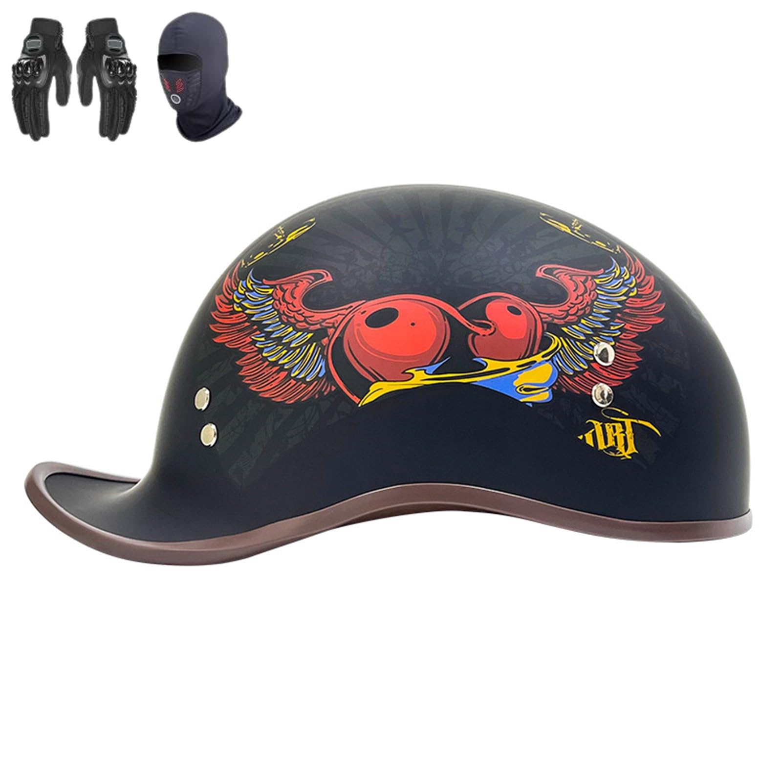 ZHXIANG Vintage-Halbhelm im Deutschen Stil, Motorrad-Halbhelm, DOT/ECE-geprüft, Jethelm für Motorrad, Rollerhelm für Erwachsene, für Männer und Frauen I,L=59-60CM von ZHXIANG