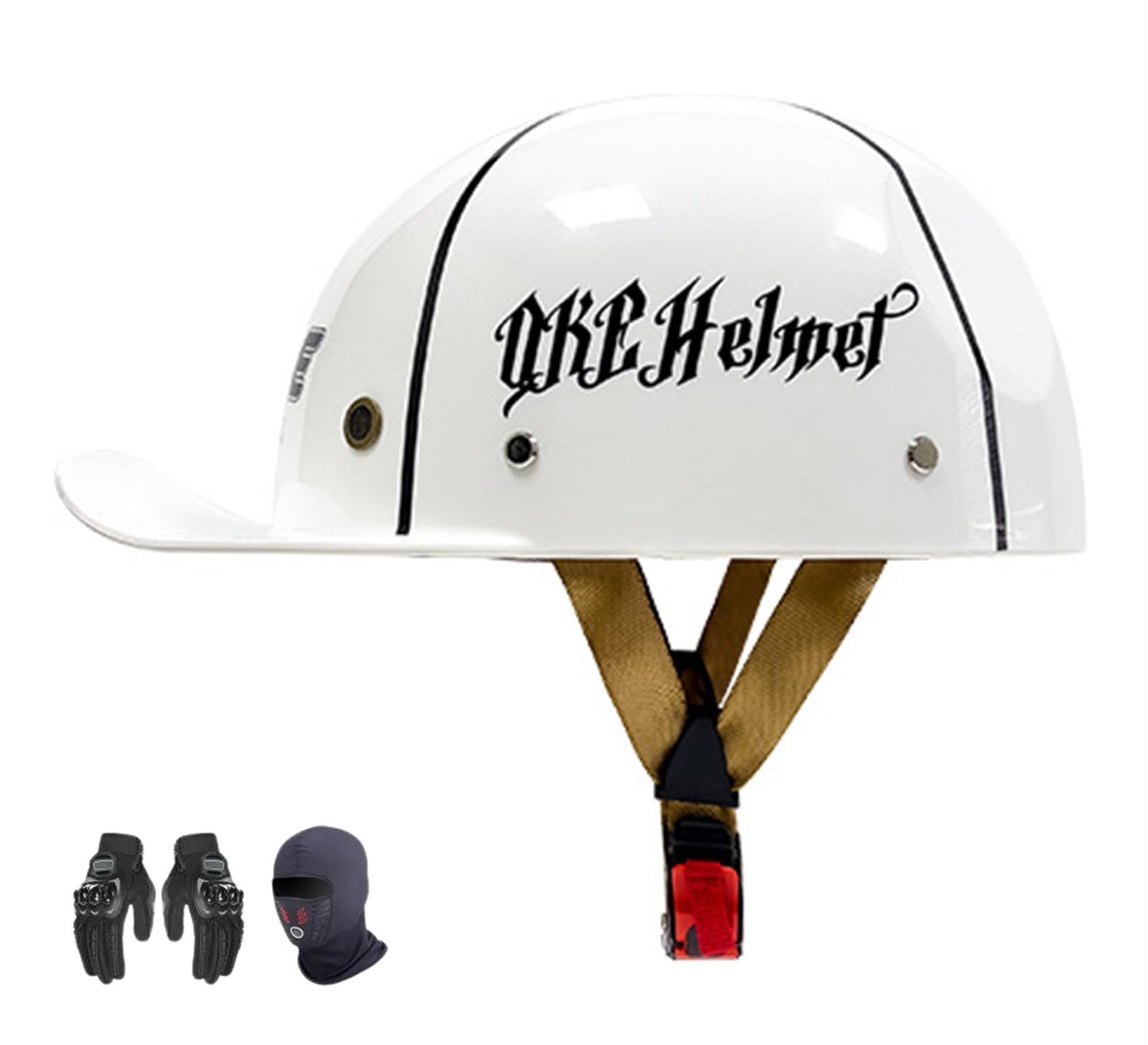 ZHXIANG Vintage-Motorrad-Jethelm für Erwachsene, Retro-Baseball-Cap-Motorrad-Halbhelm, DOT/ECE-geprüft, für Moped-Cruiser-Motorradhelm B,M=57-58CM von ZHXIANG