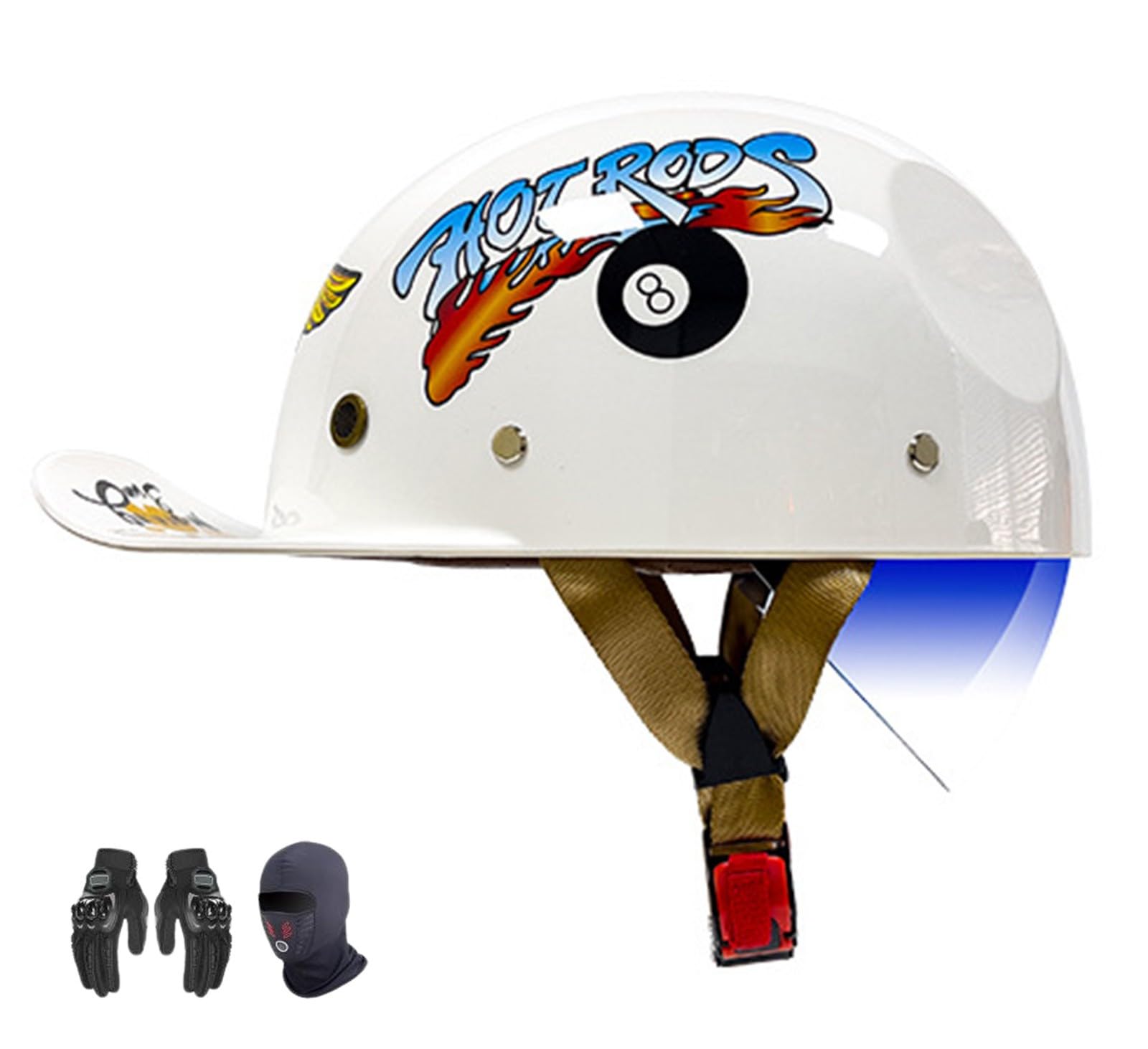 ZHXIANG Vintage-Motorrad-Jethelm für Erwachsene, Retro-Baseball-Cap-Motorrad-Halbhelm, DOT/ECE-geprüft, für Moped-Cruiser-Motorradhelm D,XL=61-62CM von ZHXIANG