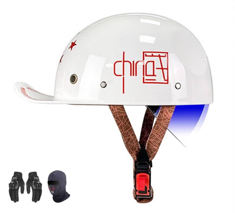 ZHXIANG Vintage-Motorrad-Jethelm für Erwachsene, Retro-Baseball-Cap-Motorrad-Halbhelm, DOT/ECE-geprüft, für Moped-Cruiser-Motorradhelm I,XL=61-62CM von ZHXIANG