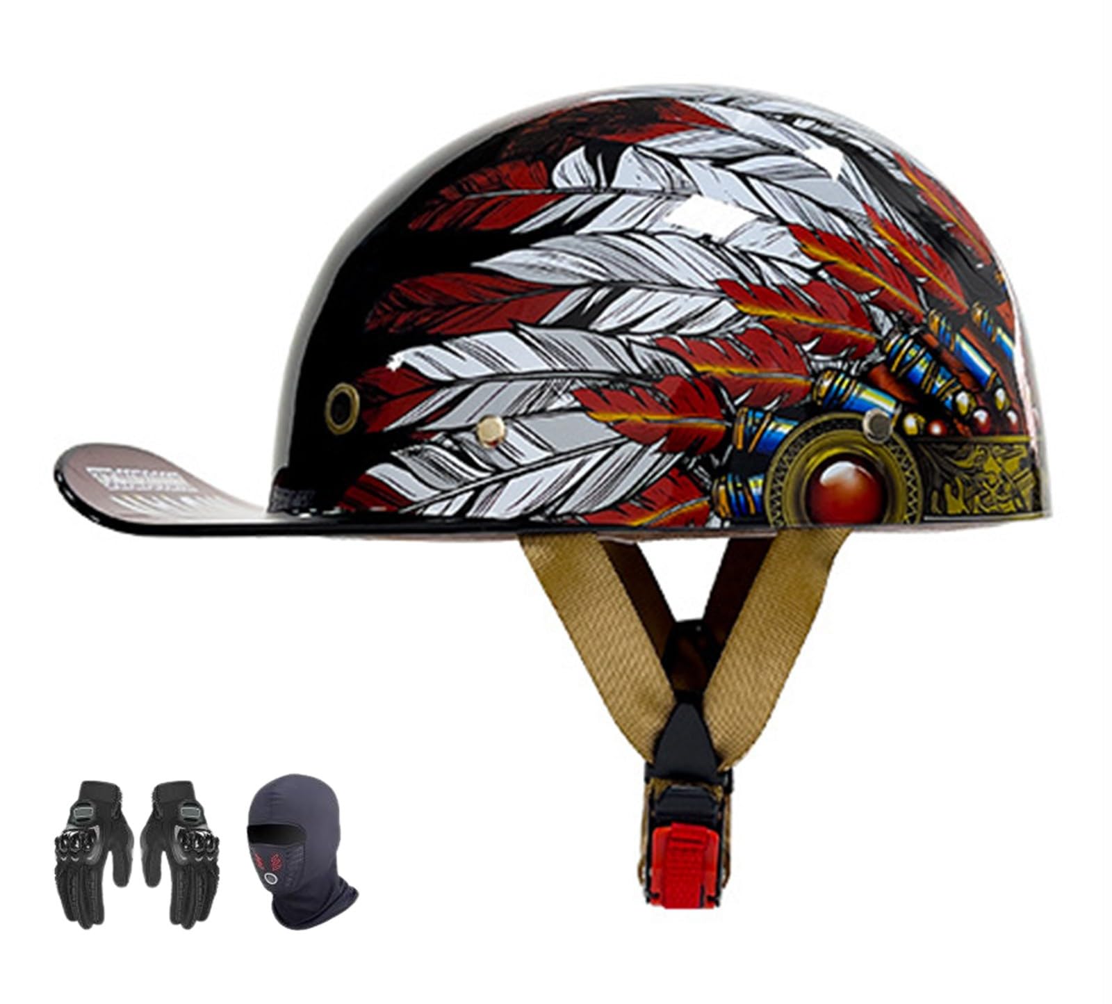 ZHXIANG Vintage-Motorrad-Jethelm für Erwachsene, Retro-Baseball-Cap-Motorrad-Halbhelm, DOT/ECE-geprüft, für Moped-Cruiser-Motorradhelm N,L=59-60CM von ZHXIANG