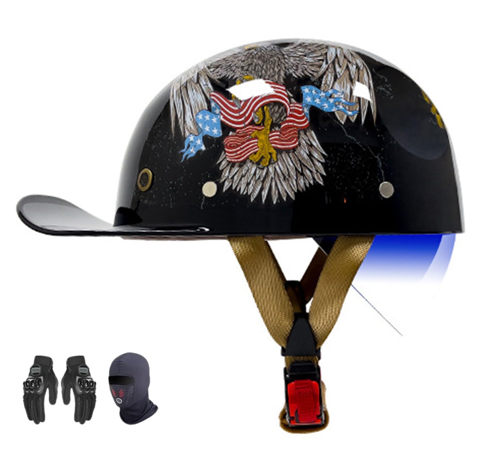 ZHXIANG Vintage-Motorrad-Jethelm für Erwachsene, Retro-Baseball-Cap-Motorrad-Halbhelm, DOT/ECE-geprüft, für Moped-Cruiser-Motorradhelm T,XXL=63-64CM von ZHXIANG