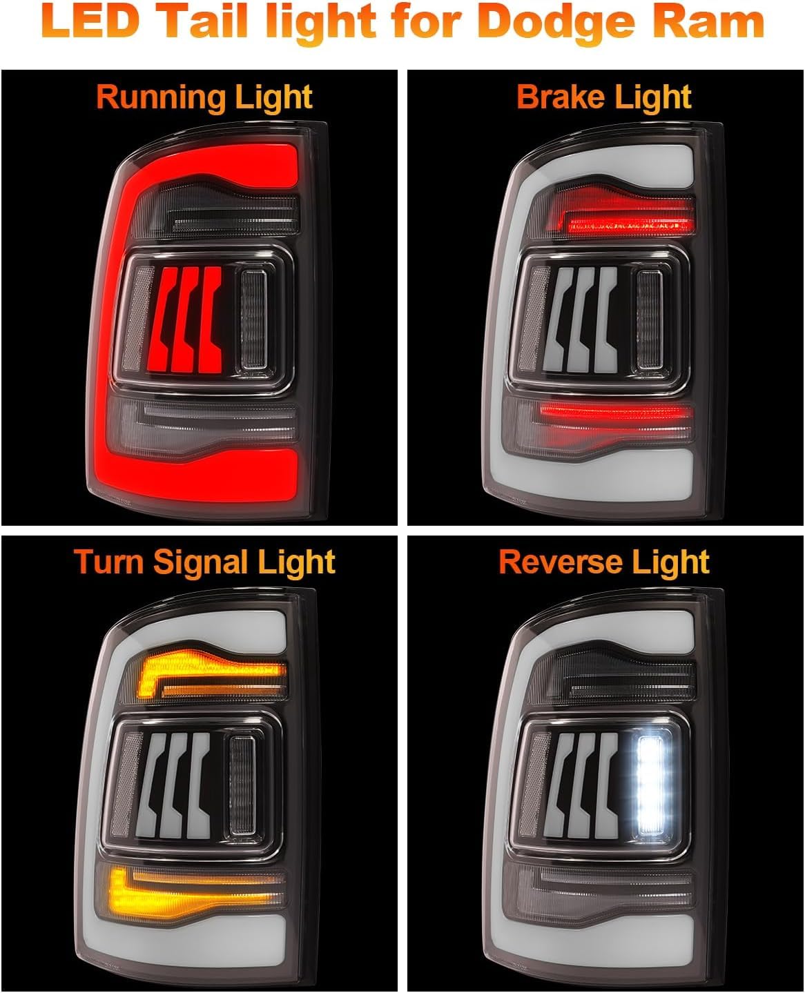 ZHXYBF66 Autorücklichter für Dodge Ram 1500 2007-2008, sodass der häufige Austausch der Rücklichter entfällt,OneColor von ZHXYBF66