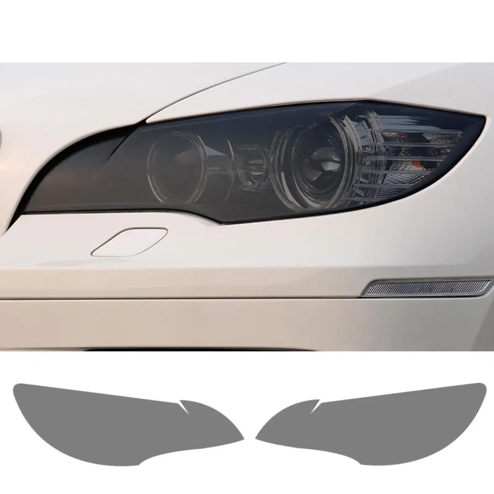 2 Stück Autoscheinwerfer Schutzfolie Transparent Rauchschwarz TPU Aufkleber, Für BMW X6 2008-2014 E71 M Zubehör von ZHYIHOUSA