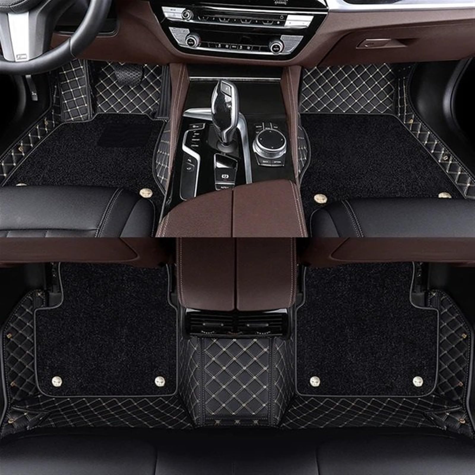 Auto Fußmatten Set Kompatibel mit Benz für C-Klasse W206 2021–2023 benutzerdefinierte zweischichtige Auto-Fußmatten PU-Innenteppiche Autozubehör(Black beige) von ZHjLut