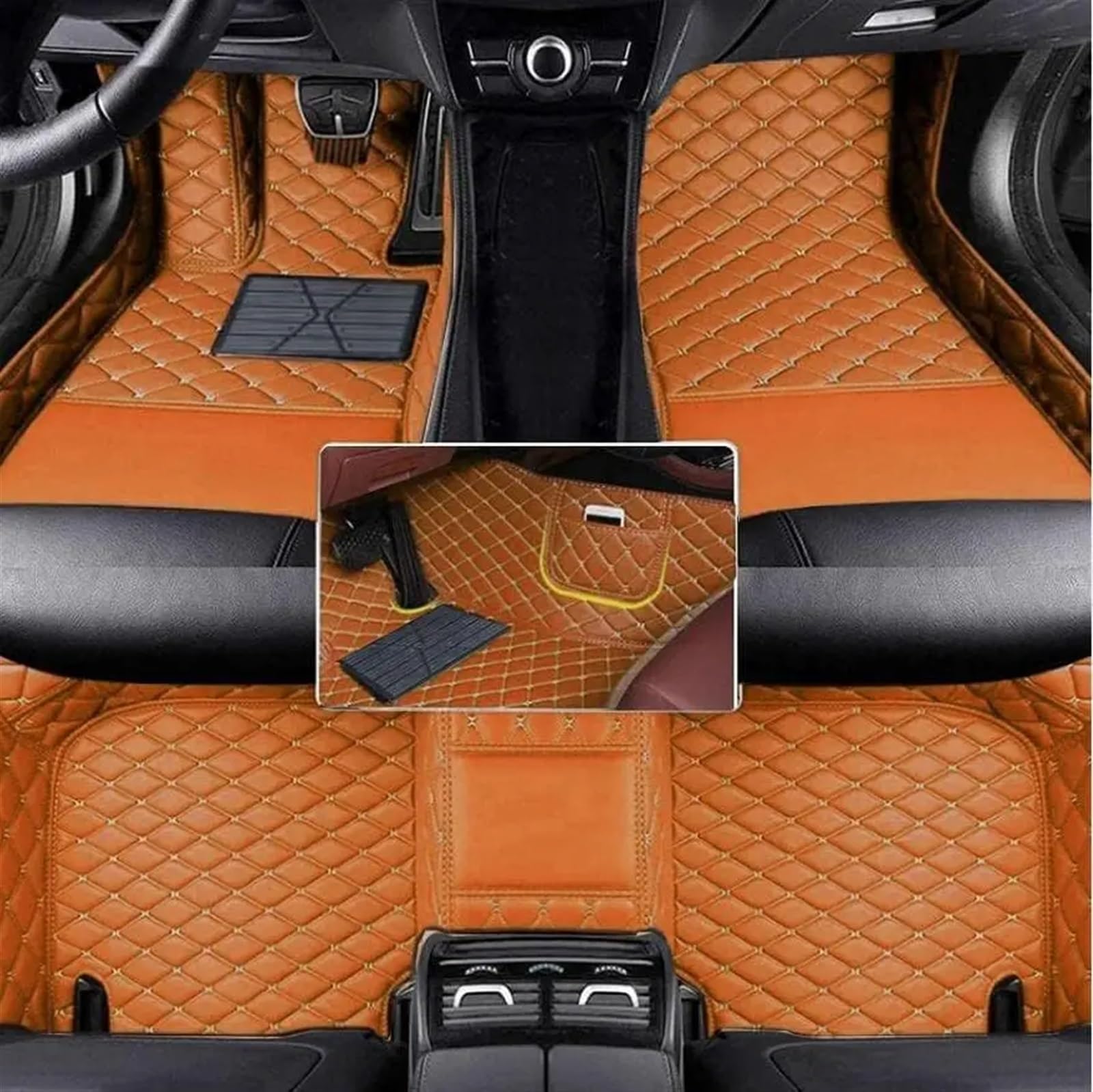 Auto Fußmatten Set Kompatibel mit Jaguar für XF 2016 2017 2018 2019 benutzerdefinierte PU-Auto-Bodenmatte für Schutz des Fahrzeugteppichs, Innenfußpolster(Brown) von ZHjLut