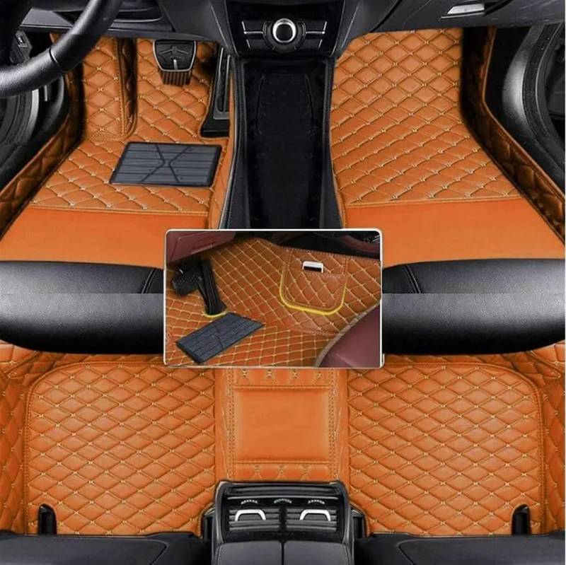 Auto Fußmatten Set Kompatibel mit Jaguar für XF 2016 2017 2018 2019 benutzerdefinierte PU-Auto-Bodenmatte für Schutz des Fahrzeugteppichs, Innenfußpolster(Brown) von ZHjLut