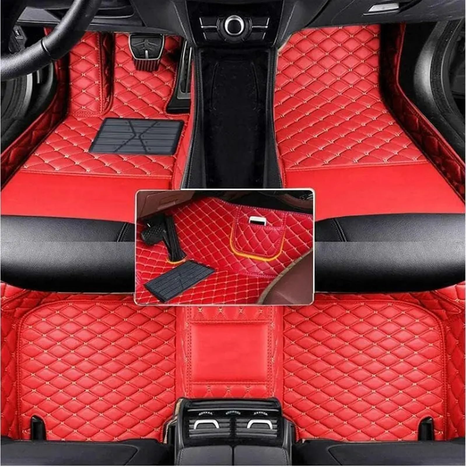 Auto Fußmatten Set Kompatibel mit Jetour für X70 2020 2021 2022 benutzerdefinierte PU-Auto-Bodenmatte für Schutz des Fahrzeugteppichs Innenfußpolster(Red) von ZHjLut