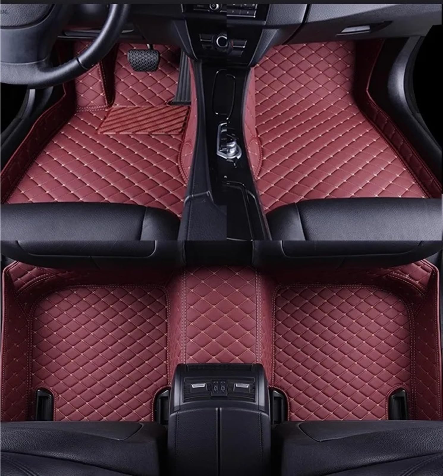Auto Fußmatten Set Kompatibel mit Kia Für Sorento 5 Seat 2013 2014 Benutzerdefinierte 3D-Auto-Fußmatten PU-Innenausstattung(Wine Red 5 Seat) von ZHjLut