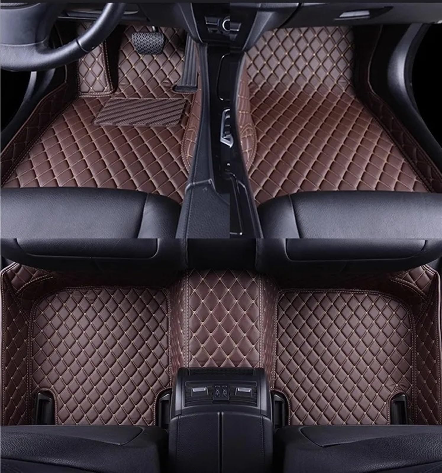 Auto Fußmatten Set Kompatibel mit Kia für Sportage 2011 2012 2013 2014 2015 2016 2017 LHD Custom Car Fußmatten Innen PU Fußpolster(Coffee 5 Seat) von ZHjLut