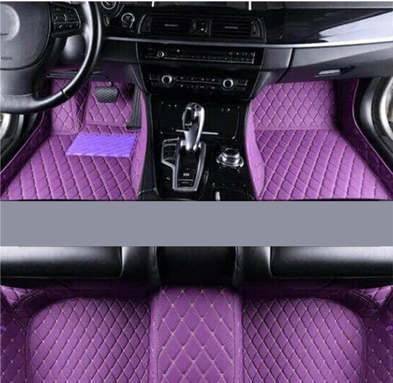 Auto Fußmatten Set Kompatibel mit MG 3 2018 2019 2020 2021 2022 Auto-Fußmatten Schutzteppiche Autoteppiche PU-Matten-Set(LHD Purple) von ZHjLut
