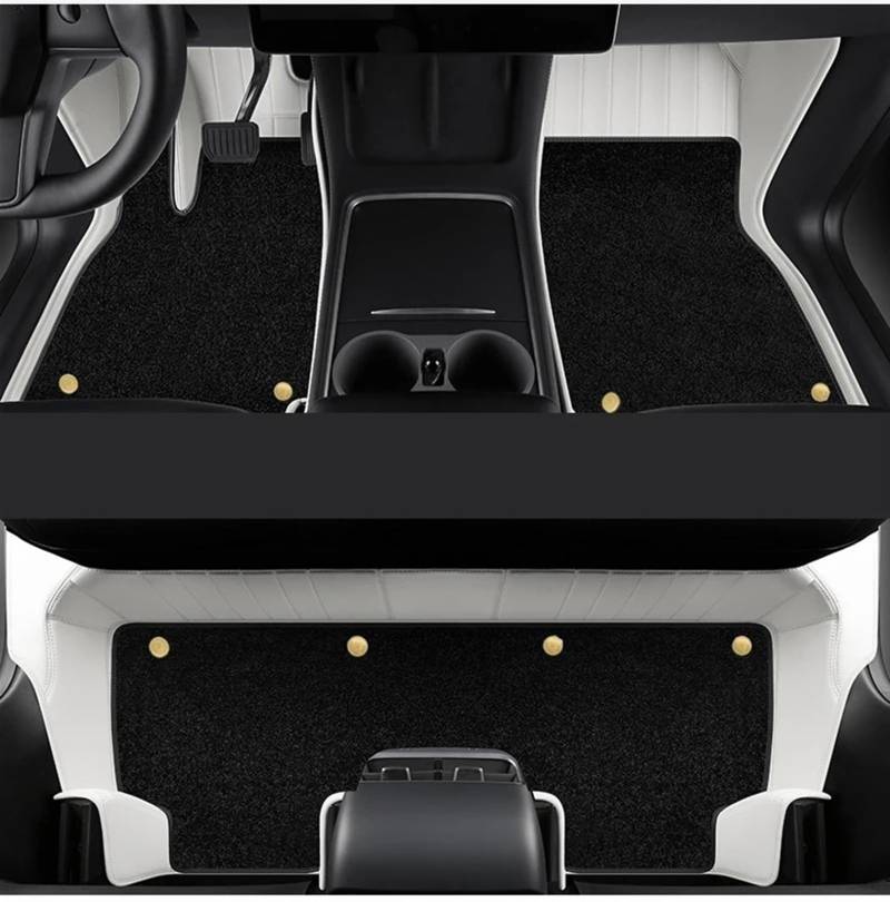 Auto Fußmatten Set Kompatibel mit Tesla für Model 3 2021–2023 LHD Custom Car Bodenmatte Innenraum PU vorne hinten Doppelschichten Fußpolster(White black1) von ZHjLut