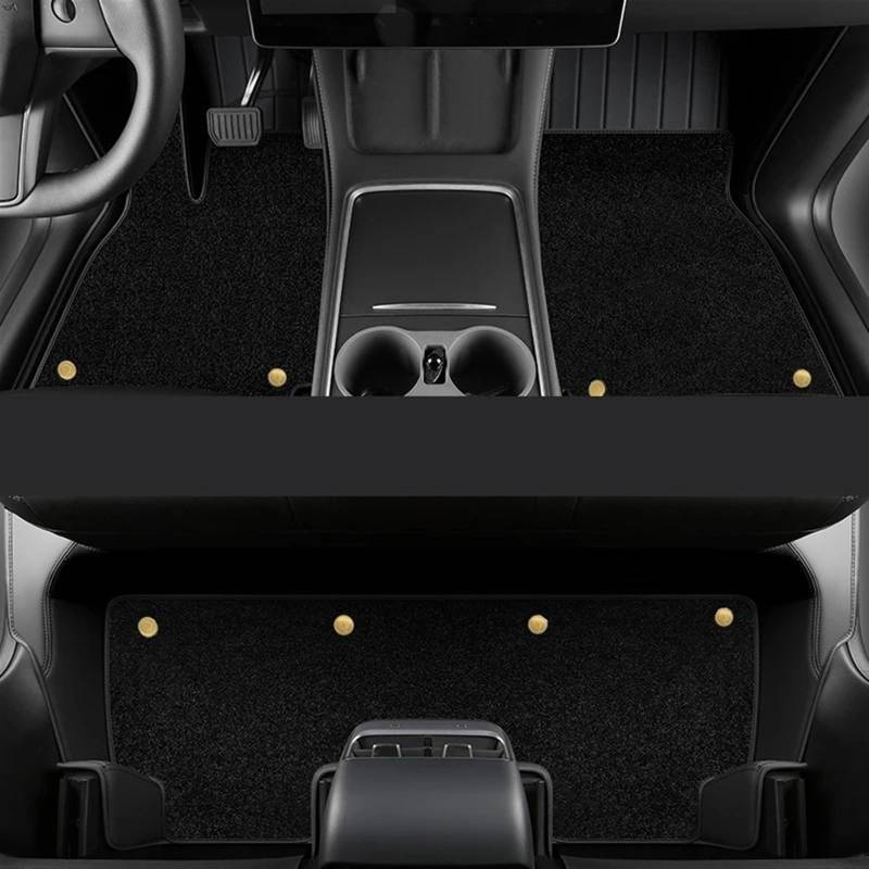 Auto Fußmatten Set Kompatibel mit Tesla für Model 3 für Highland 2024 LHD Auto-Fußmatte Innenausstattung PU ​​vorne und hinten Doppellagiges Fußpolster(Double black1) von ZHjLut