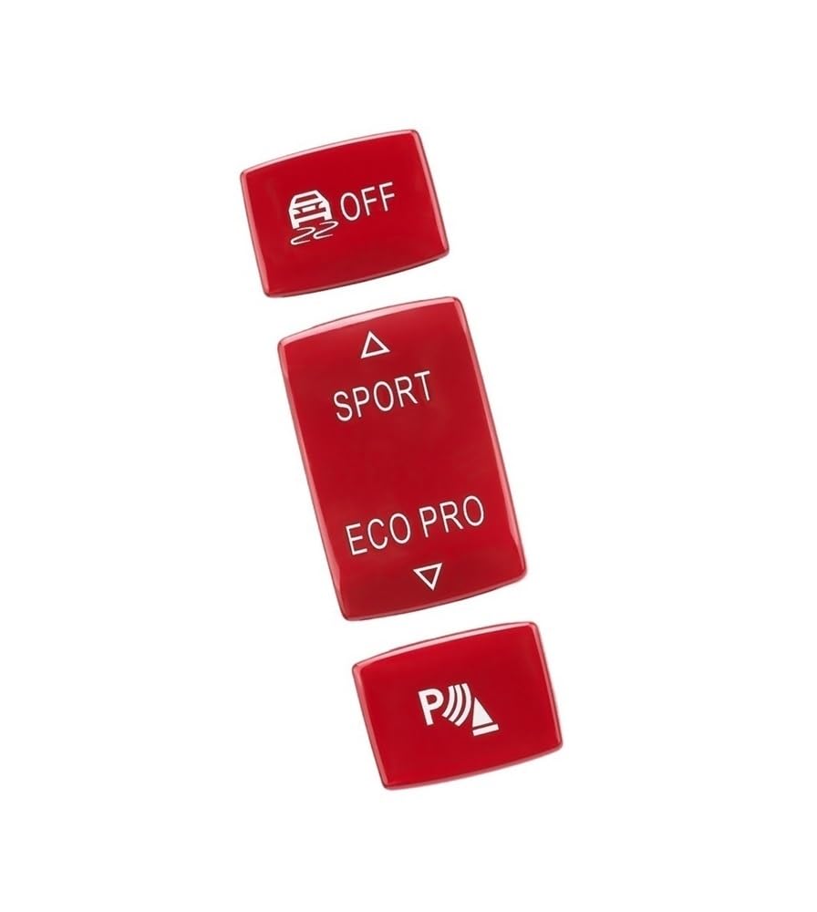 ZHjLut Kompatibel mit 1 2 3 4 Serie für F20 F21 F22 F23 F30 F31 F34 F32 F33 F36 Auto Sport Eco Pro ESP Anti-Rutsch-Radar-Sensor-Schalter-Tastenabdeckung(3 Buttons Red) von ZHjLut