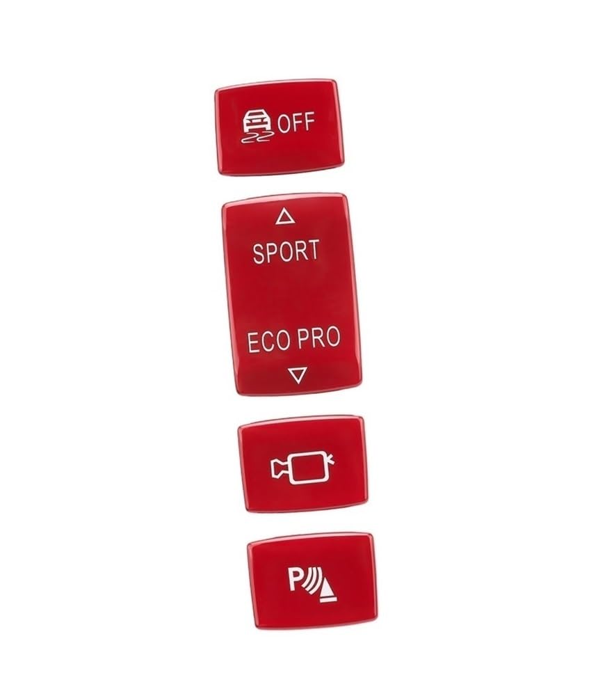 ZHjLut Kompatibel mit 1 2 3 4 Serie für F20 F21 F22 F23 F30 F31 F34 F32 F33 F36 Auto Sport Eco Pro ESP Anti-Rutsch-Radar-Sensor-Schalter-Tastenabdeckung(4 Buttons Red) von ZHjLut