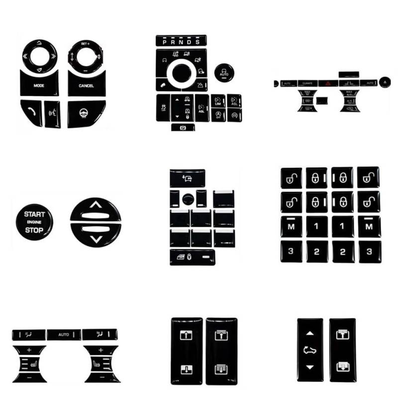 ZHjLut Kompatibel mit Range Für Rover Sport L494 Für Discovery L462 Mittelkonsole Tastenabdeckung Terrain Traktionskontrolle Aufkleber(Full Set) von ZHjLut