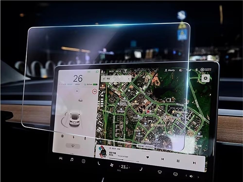 ZHjLut Kompatibel mit Tesla für Model 3 für Y 15 Zoll Center Control Screen Glasfolie Gehärtetes Glas Navigationsschutz Auto Navigation Schutzfolie von ZHjLut