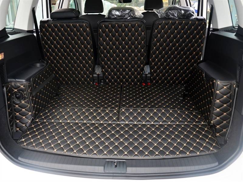 ZHjLut Kompatibel mit VW für Touran 7 Sitze 2016 2017 2018 2019 2020–2022, spezielle Kofferraummatten, Kofferraumteppiche, Cargo-Liner, Styling, Gepäckabdeckungen Auto Kofferraummatte von ZHjLut