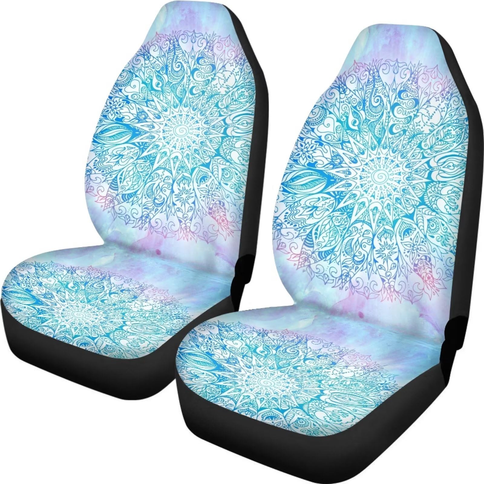 ZIATUBLES Boho Mandala Blumen Muster Auto Sitzbezüge Auto Vordersitzbezug für LKW Limousine SUV, 2 Packungen Autositze Protector Zubehör von ZIATUBLES