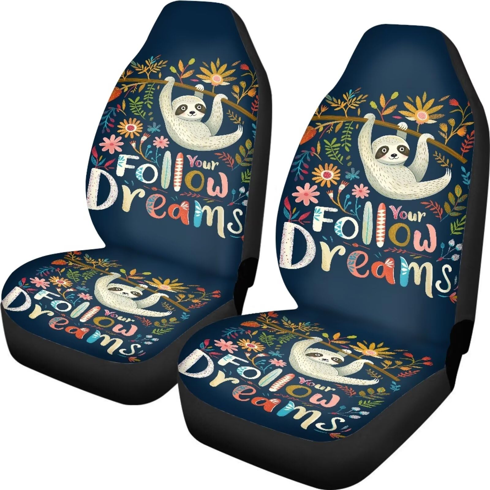 ZIATUBLES Follow Dreams Autositzbezug für Vordersitze, 2 Stück, Autositzbezug, hohe Rückenlehne, modisch, atmungsaktiv, Sitzbezug für die meisten Autos, Lieferwagen, Limousinen, LKWs von ZIATUBLES