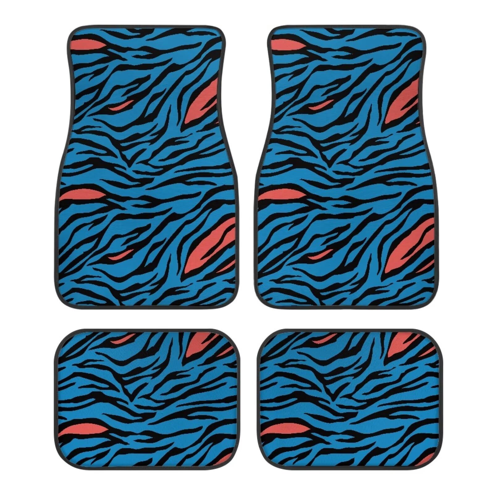 ZIATUBLES Zebra Blue Print Auto Fußmatten vorne & hinten Liner Set Anti-Rutsch Autoteppich Universal Fit Auto Innendekoration Fußmatten Set von 4 für SUVs Limousine Auto von ZIATUBLES