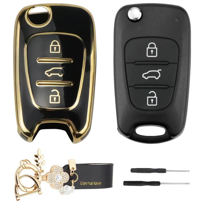 Autoschlüssel Gehäuse mit Schlüsselhülle TPU Set für Hyundai i10 i20 i30 i35 iX20 iX35 Kia Sportage Ceed Rio Soul Picanto 3 Tasten Fernbedienung Auto Schlüssel Hülle Schlüsselgehäuse Schlüsselcover von ZIGefofo