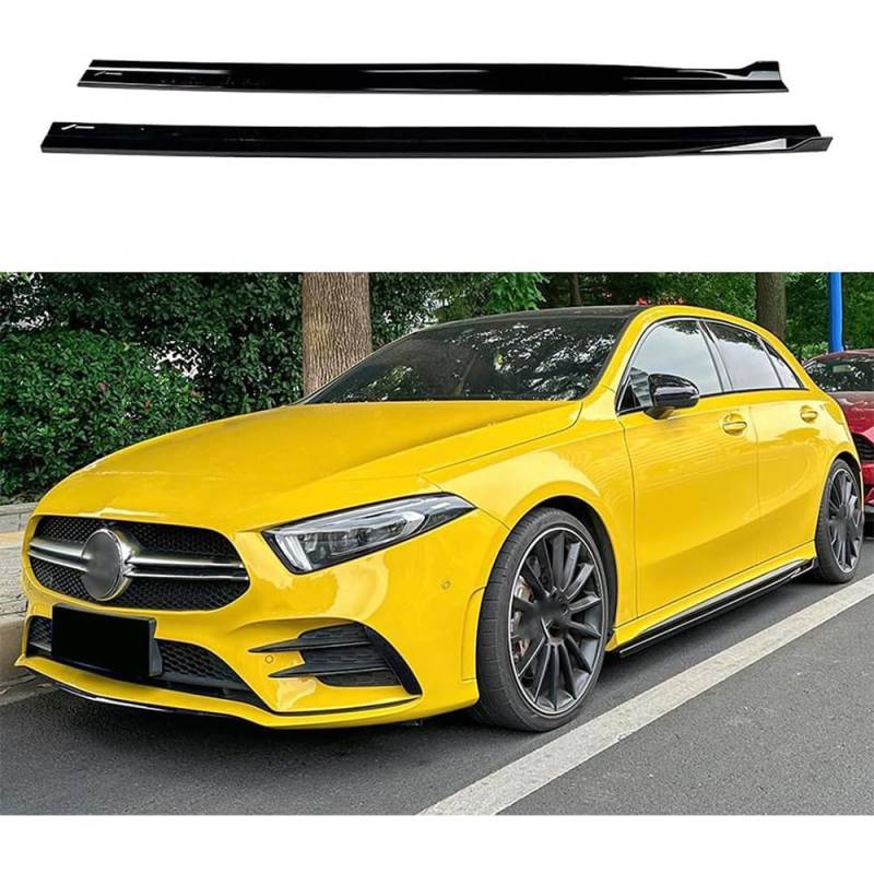 Seitenschweller, für Mercedes Benz A W177 Hatchback CLA C118 AMG 2018+ Seitenrock Kratzfest Auto Trittbretter Seitenschweller Auto Zubehör,Glossy Black von ZILOOK