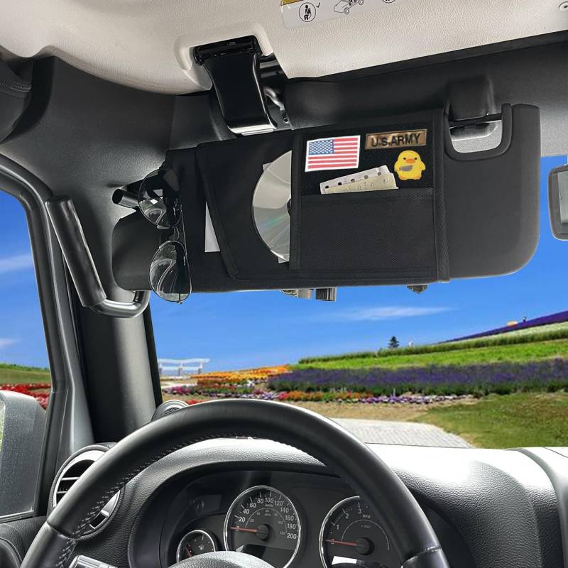 Sonnenblenden-Organizer für Jeep, Taktische Aufbewahrungstasche für Sonnenblenden für Jeep Wrangler JK JL und Gladiator JT, universeller Aufbewahrungsbeutelhalter für Sonnenblenden auf der Fahrer von ZIMER