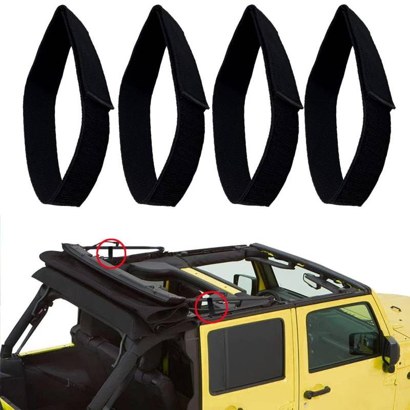 Verdeckgurte, Heckscheibengurte für Jeep Wrangler JK, Verdeck-Zurrgurte für Jeep, robuste Heckscheibengurte, schwarz, (4er-Pack) von ZIMER