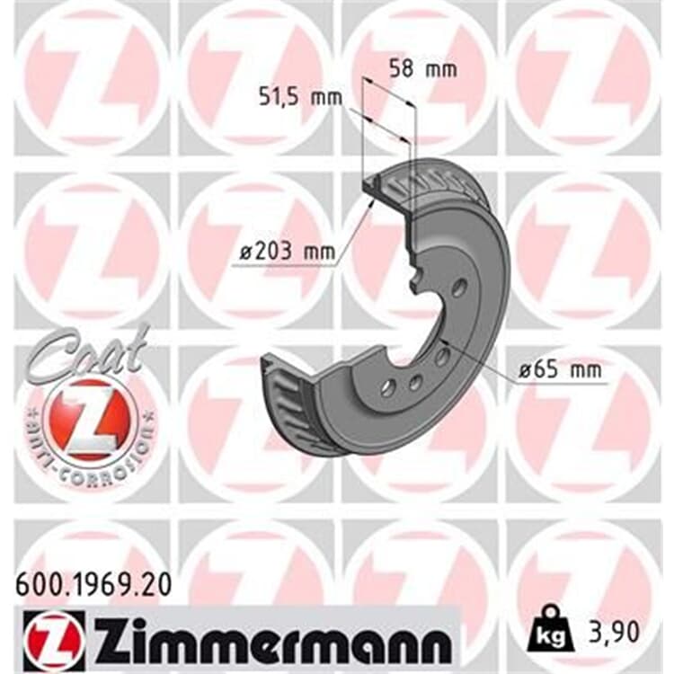 1 Zimmermann Bremstrommel Seat VW von ZIMMERMANN