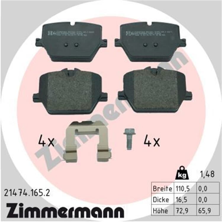 Zimmermann Bremsbel?ge hinten BMW 2er 3er 4er I4 Z4 Toyota Supra von ZIMMERMANN