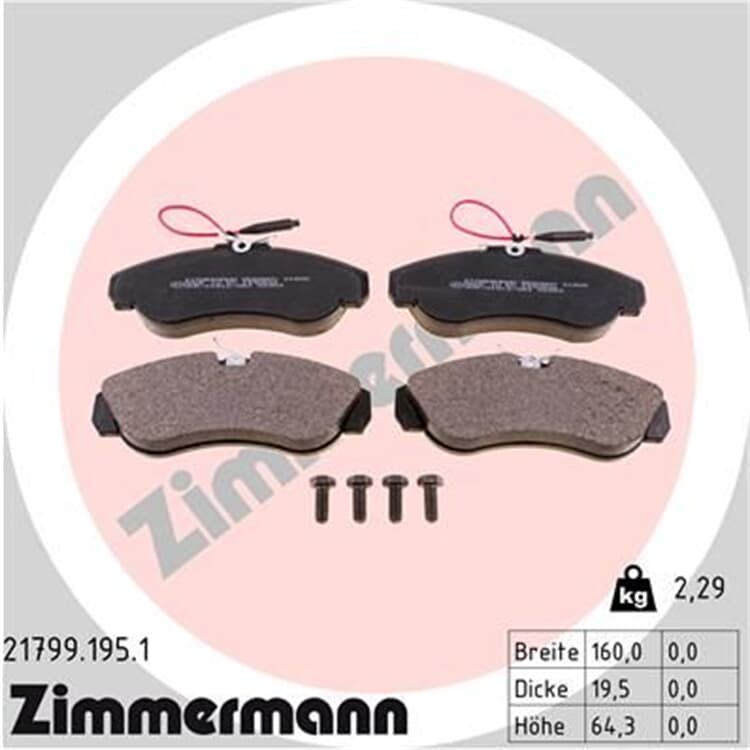 Zimmermann Bremsbel?ge vorne Citroen Jumper Fiat Ducato Peugeot Boxer von ZIMMERMANN