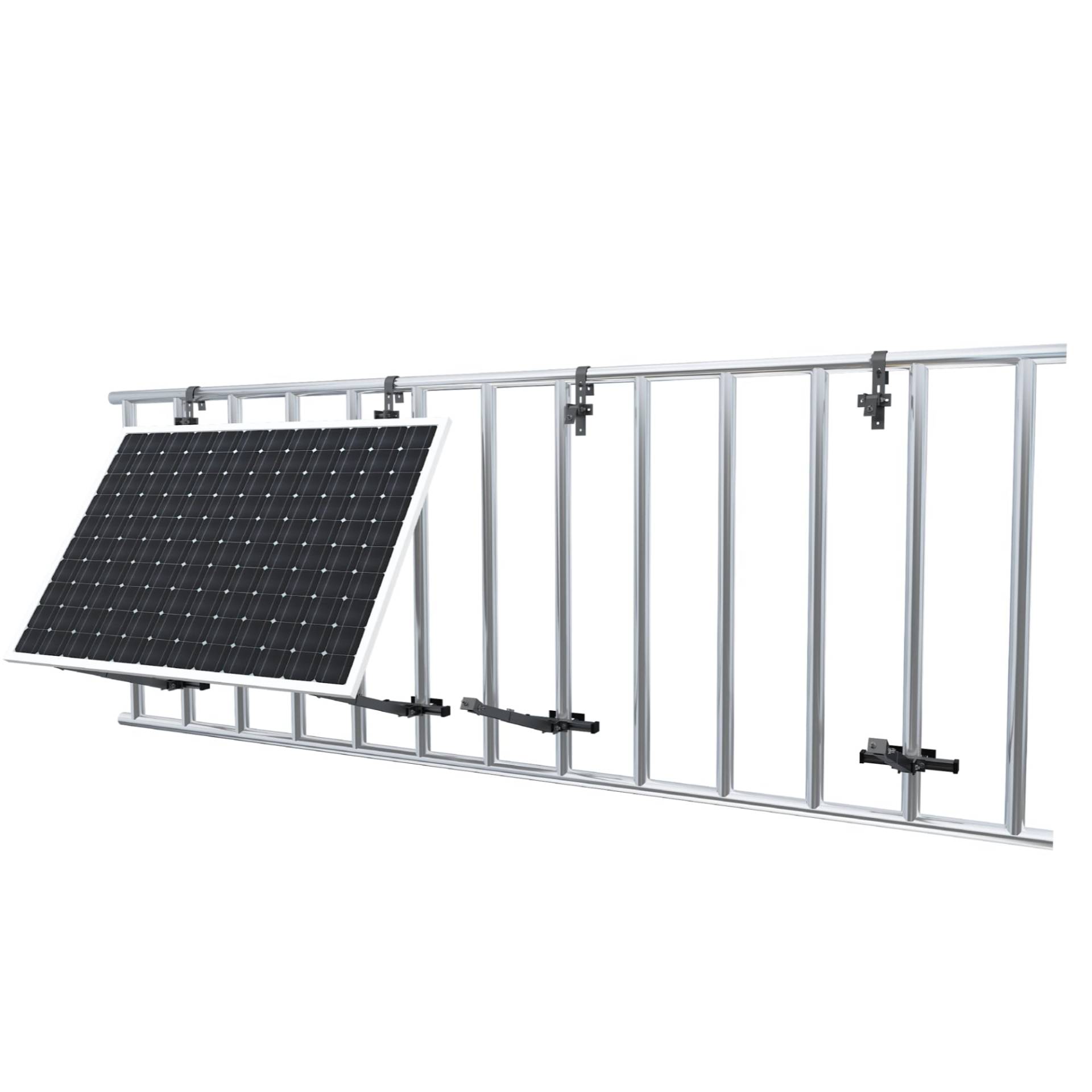 ZINNZGREEN FLEXO Balkon Halter, Balkonkraftwerk Solarpanel Halterung für Geländer, flexibel, robustes Aluminium für Solarmodule/Halterung Balkonkraftwerk Solarmodul Halterung Schwarz von ZINNZGREEN